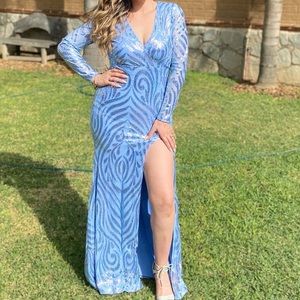 Elegant sequence baby blue wedding formal dress